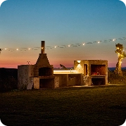 Outdoor kitchen at sunset